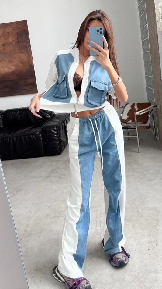 Chained Front Denim Coord Set FC1925