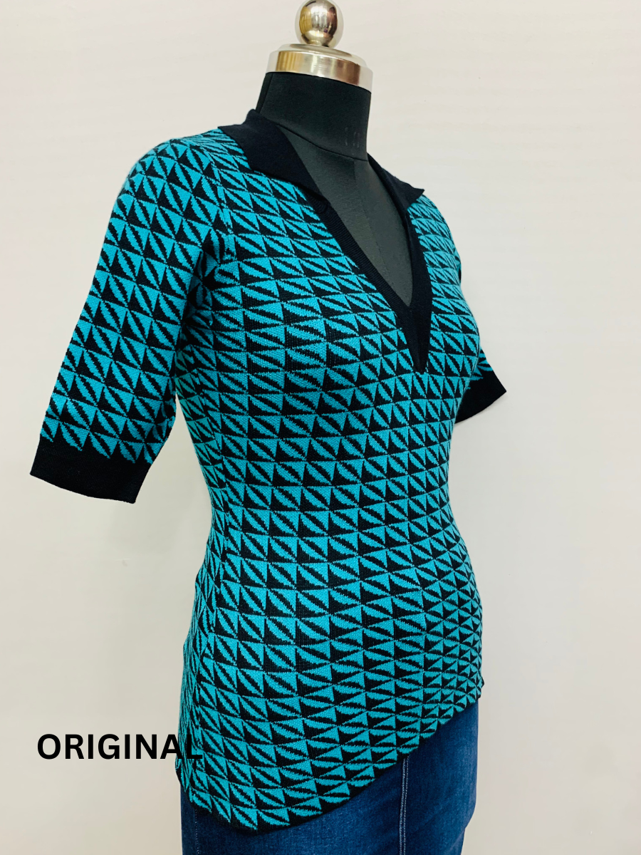 Check Printed Winter Top