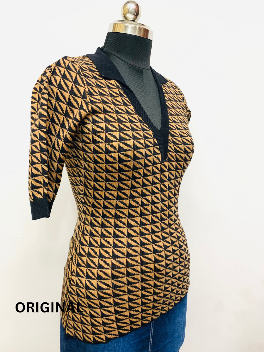 Check Printed Winter Top