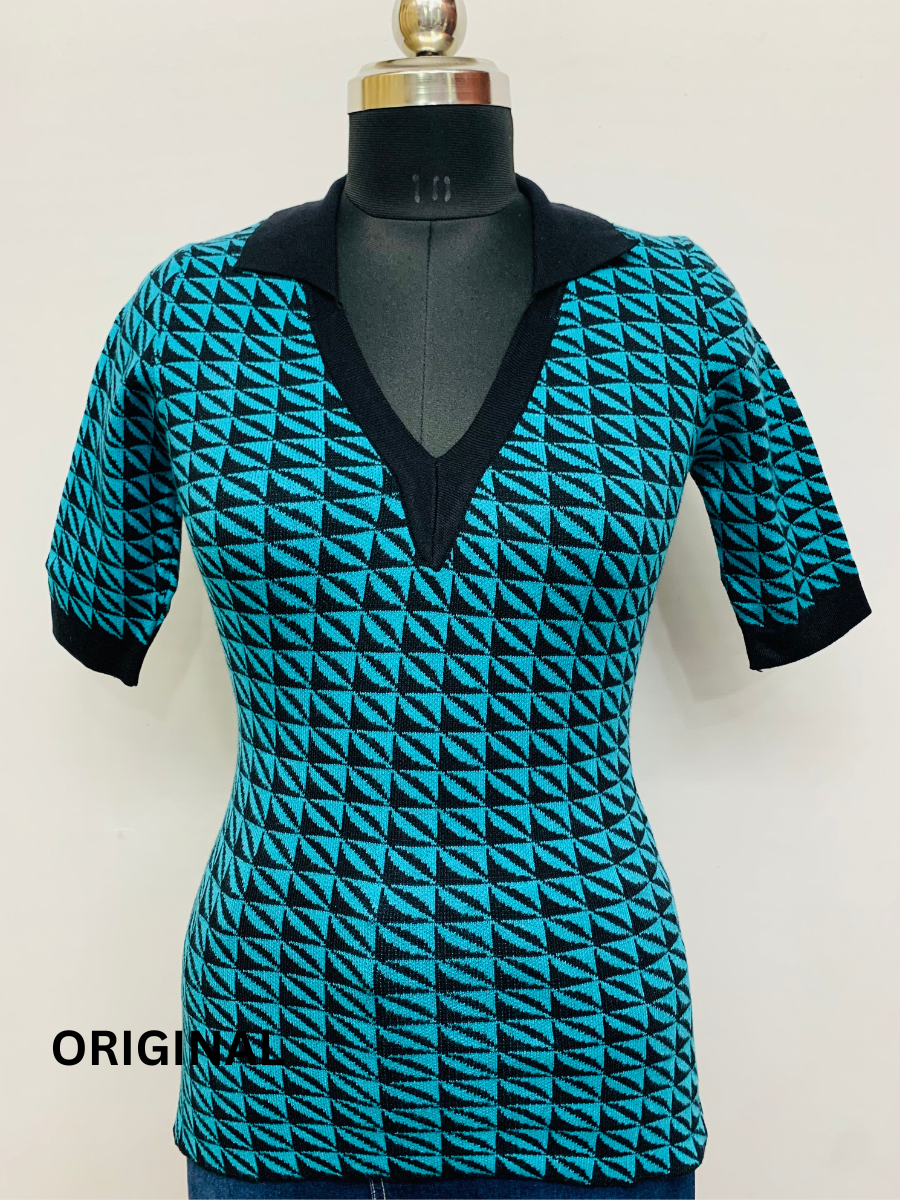 Check Printed Winter Top