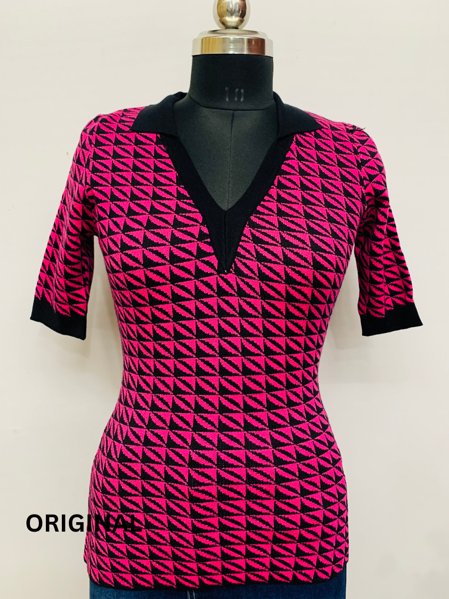 Check Printed Winter Top