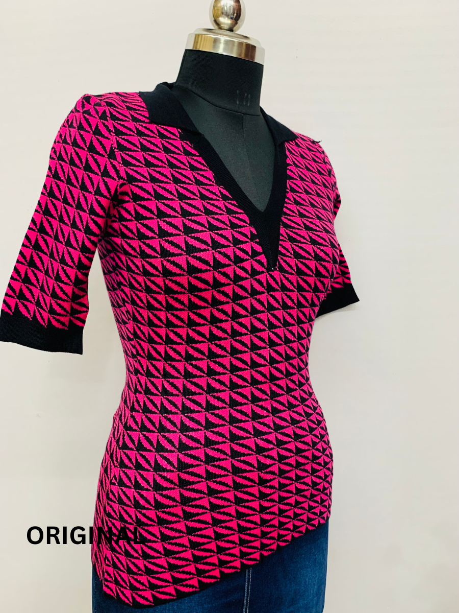 Check Printed Winter Top