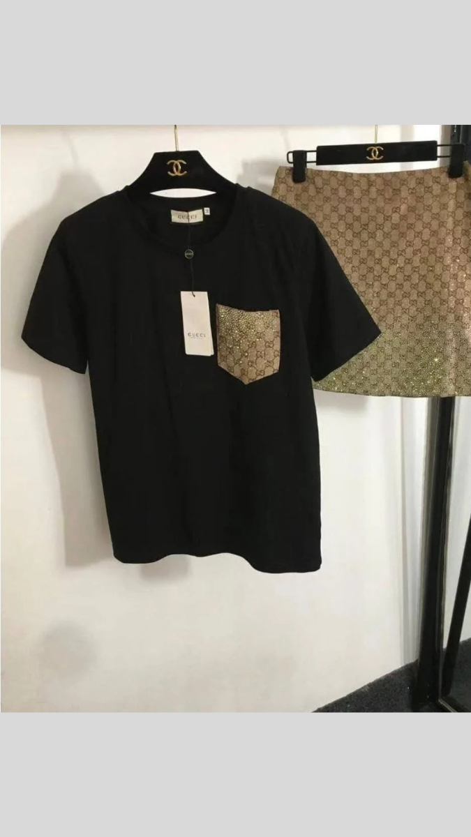 Checked Skirt And T-Shirt Mini Skirt Set FC1919