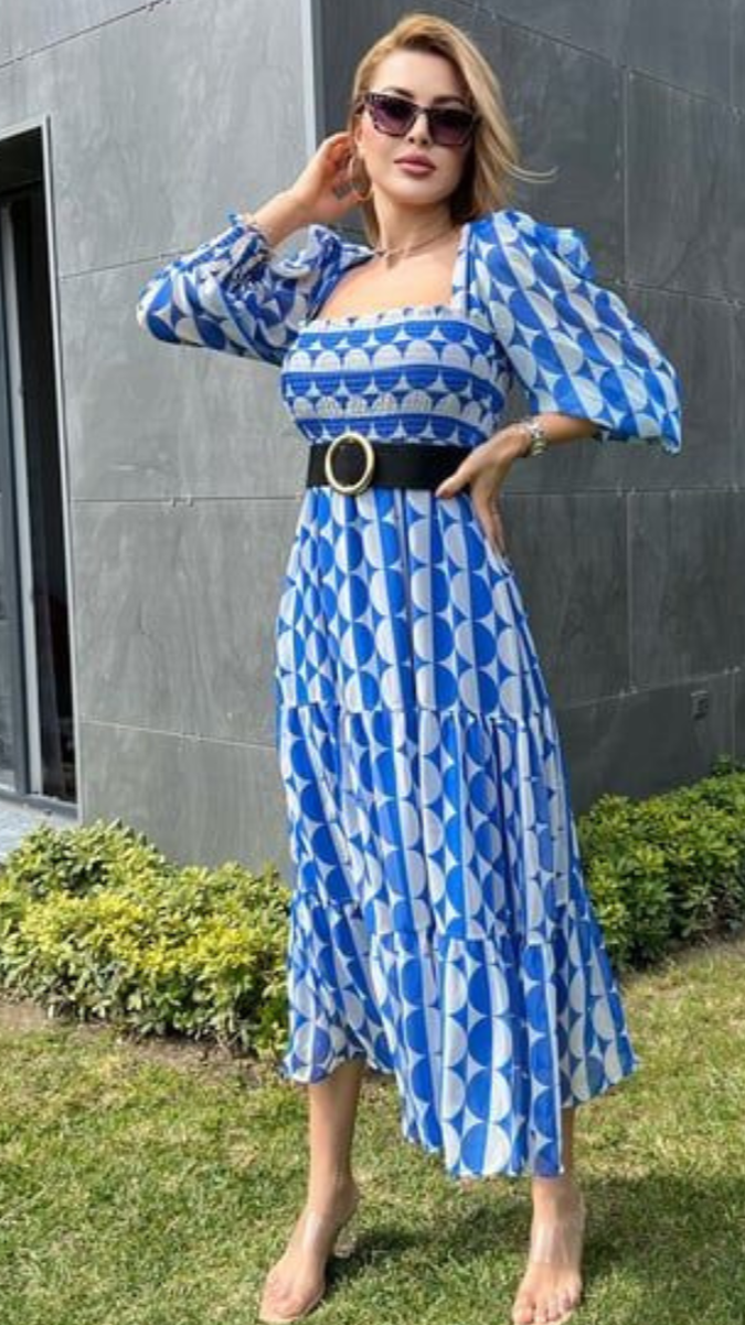 Chiffon Dress with Belt