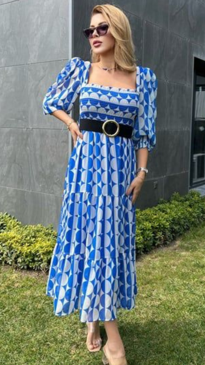 Chiffon Dress with Belt