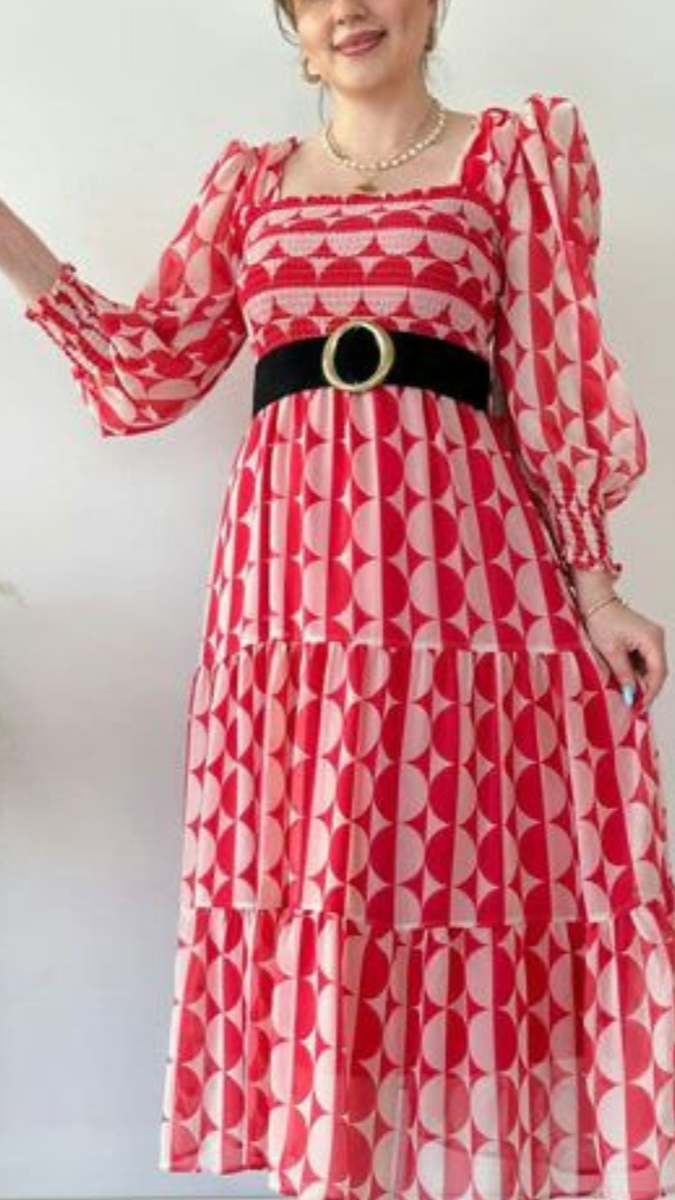 Chiffon Dress with Belt