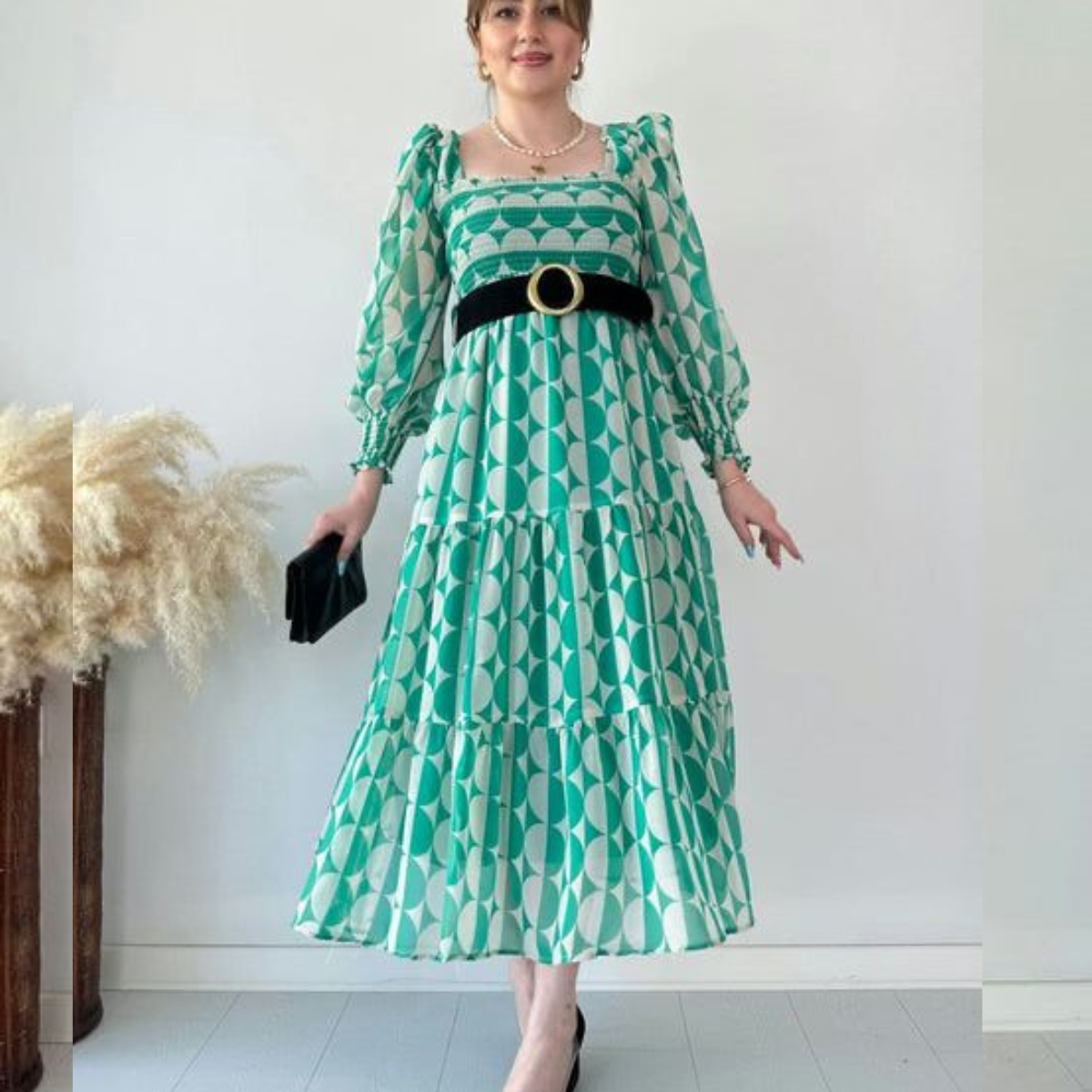 Chiffon Dress with Belt