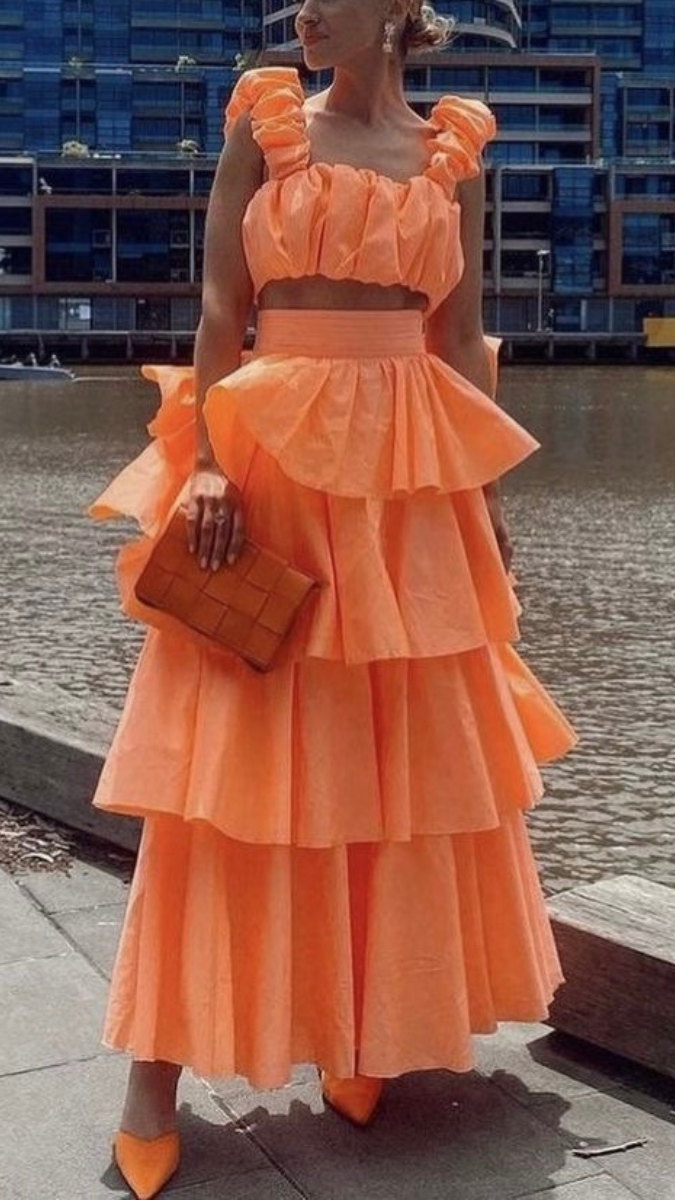 Cropped Top and Tiered Skirt Set FC1909