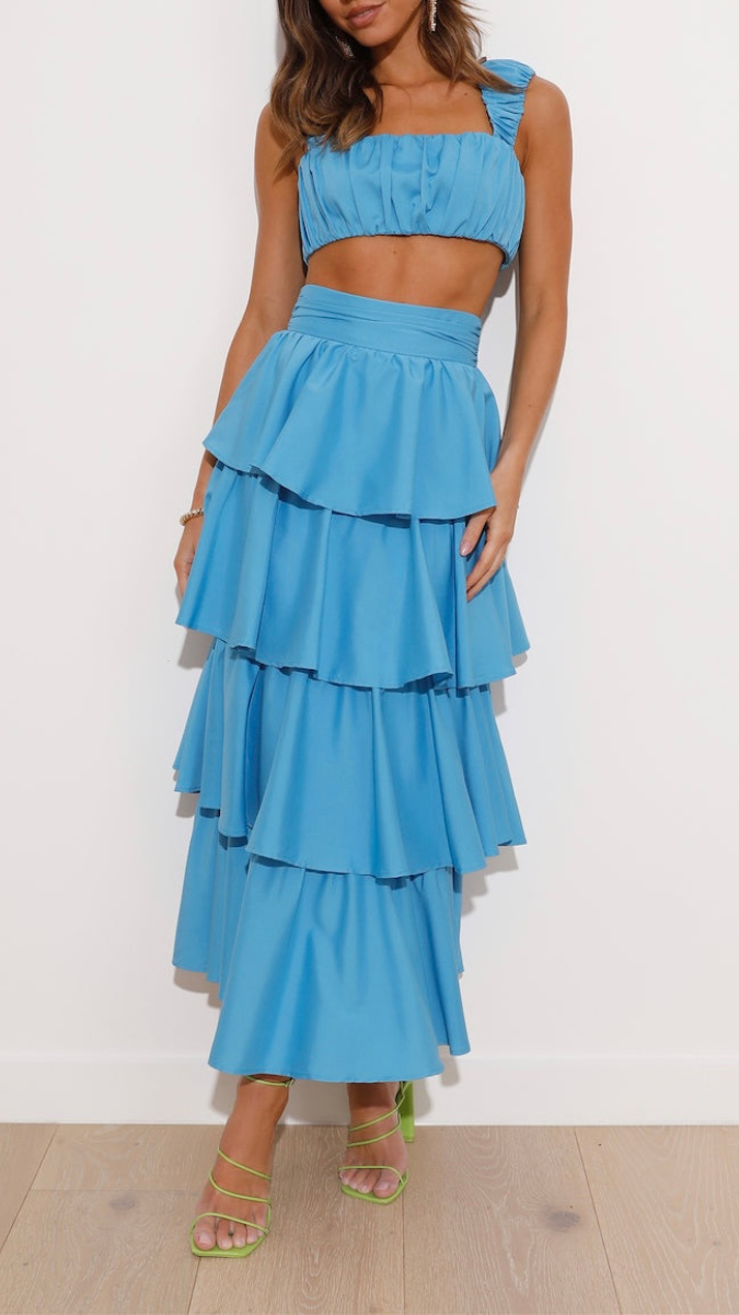Cropped Top and Tiered Skirt Set FC1909