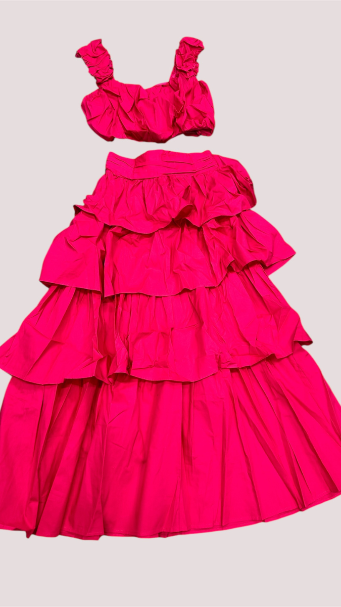 Cropped Top and Tiered Skirt Set FC1909
