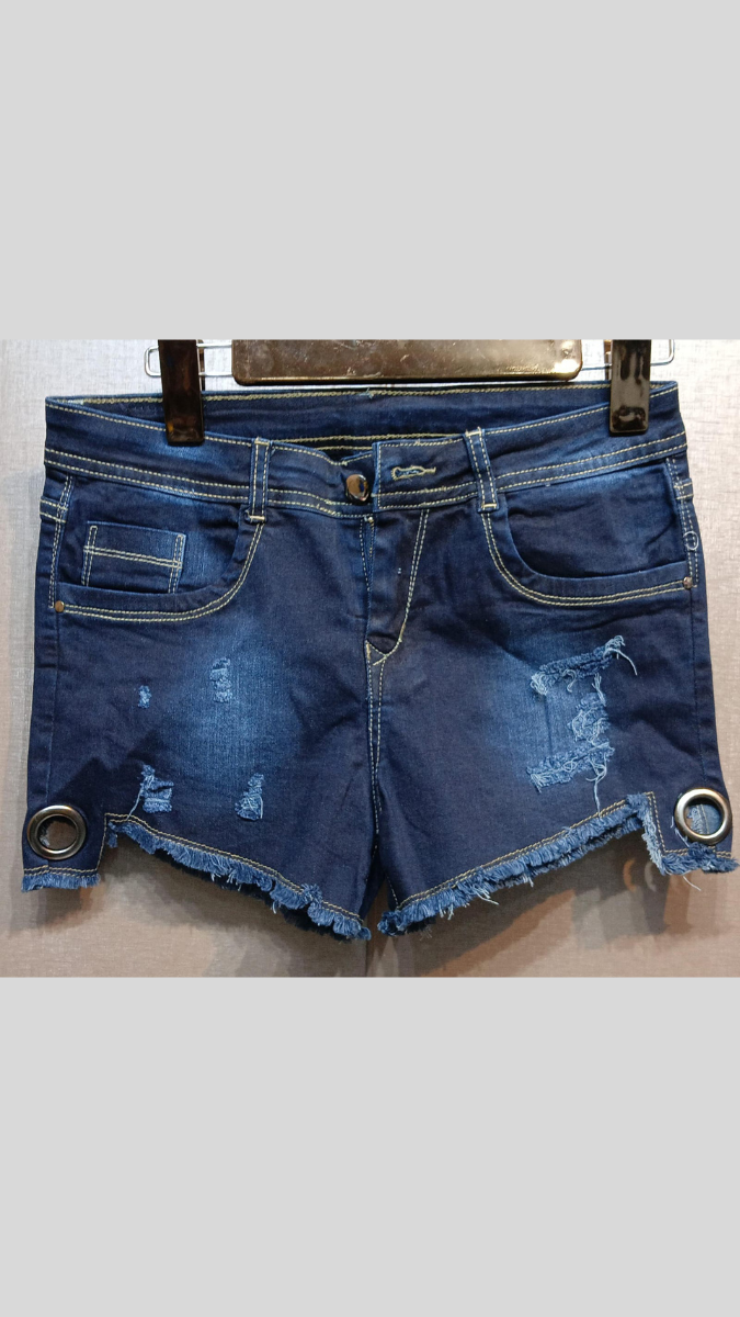 FC Denim Blue Solid Women Designer Shorts