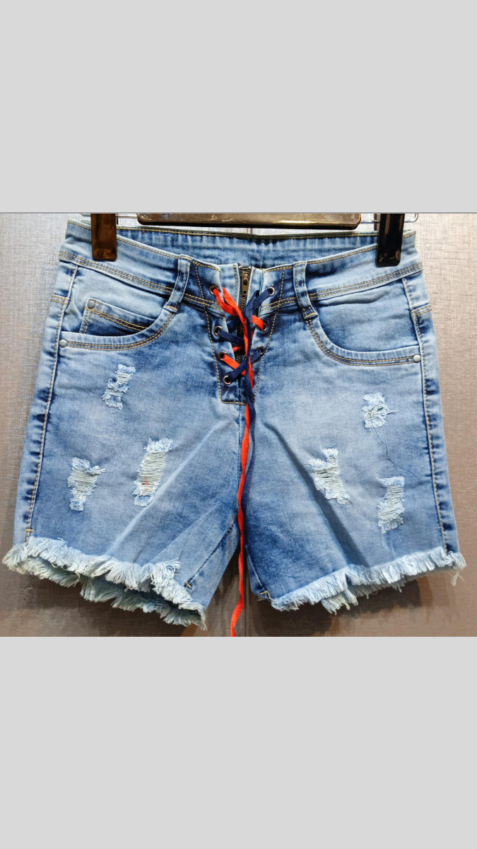 FC Denim Blue Solid Women Designer Shorts