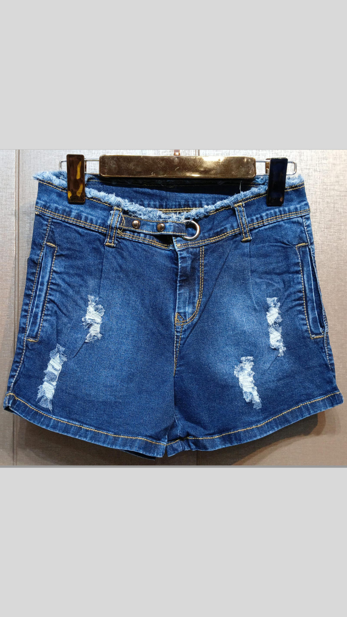 FC Denim Blue Solid Women Jean Shorts