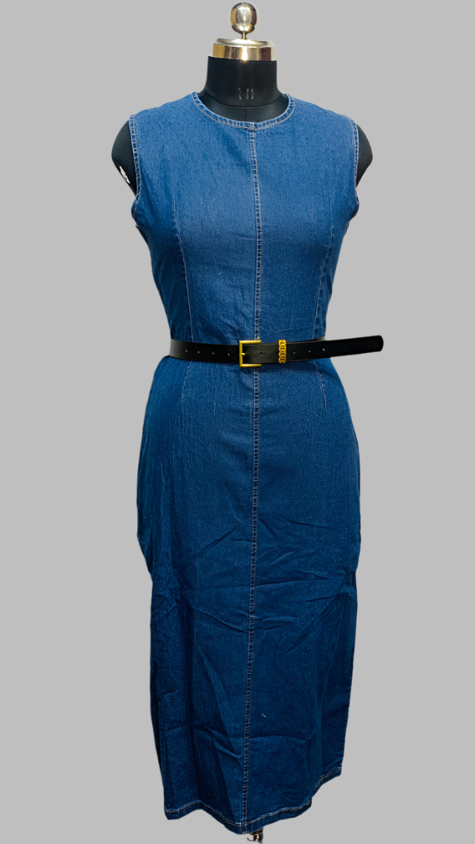 Denim Dress With Belt