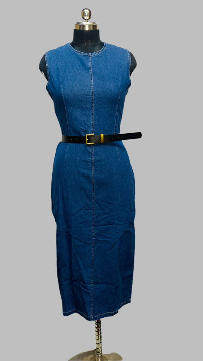 Denim Dress With Belt