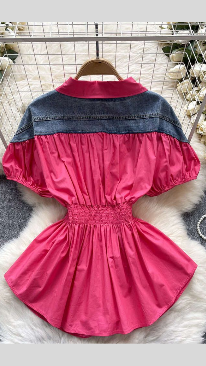 Denim Embedded Elasticated Waist Shirt FC1907