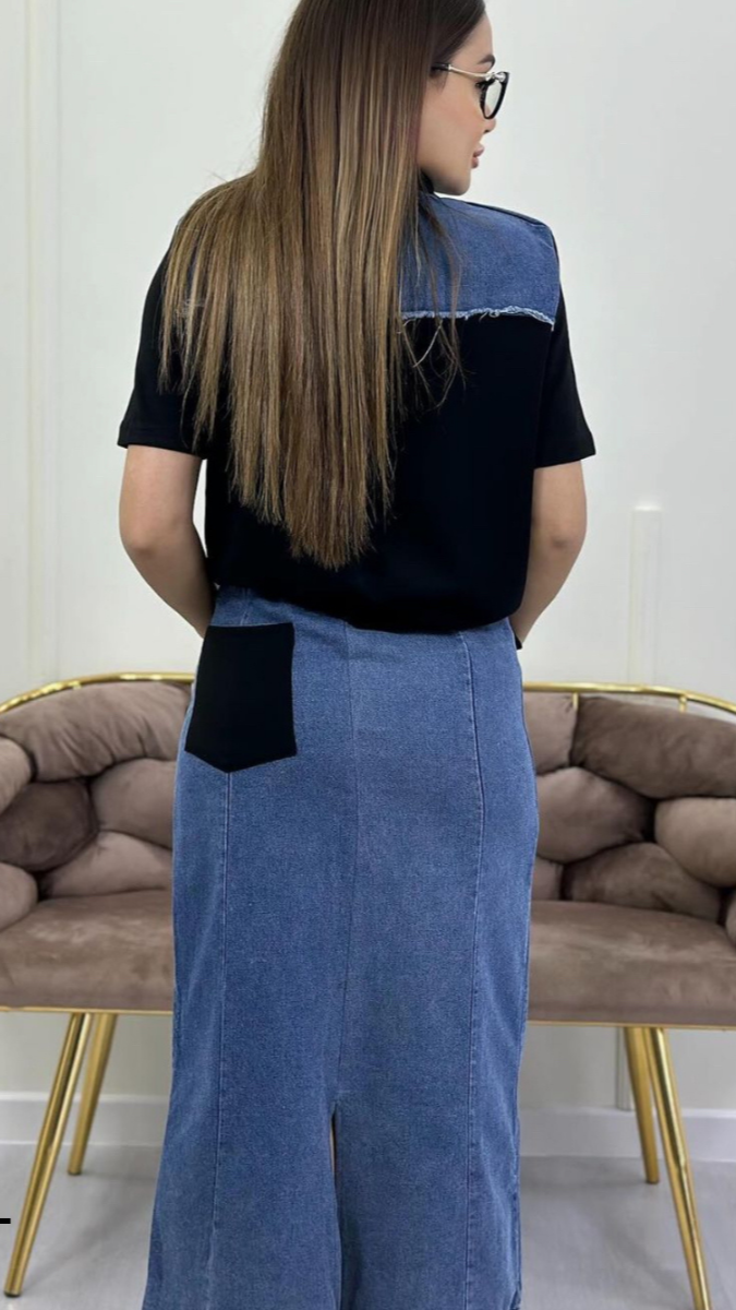 Denim Top & Skirt Set