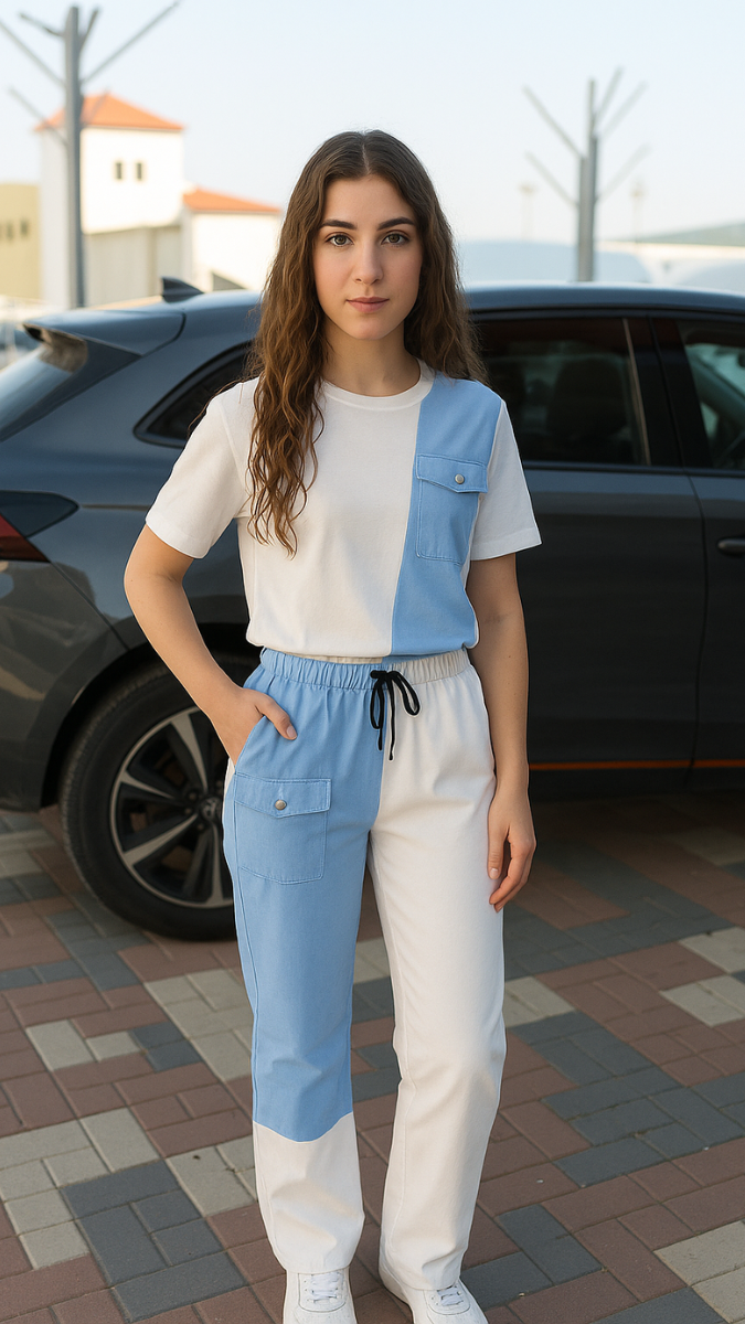 Denim Stripe Co- Ord Set FC1163