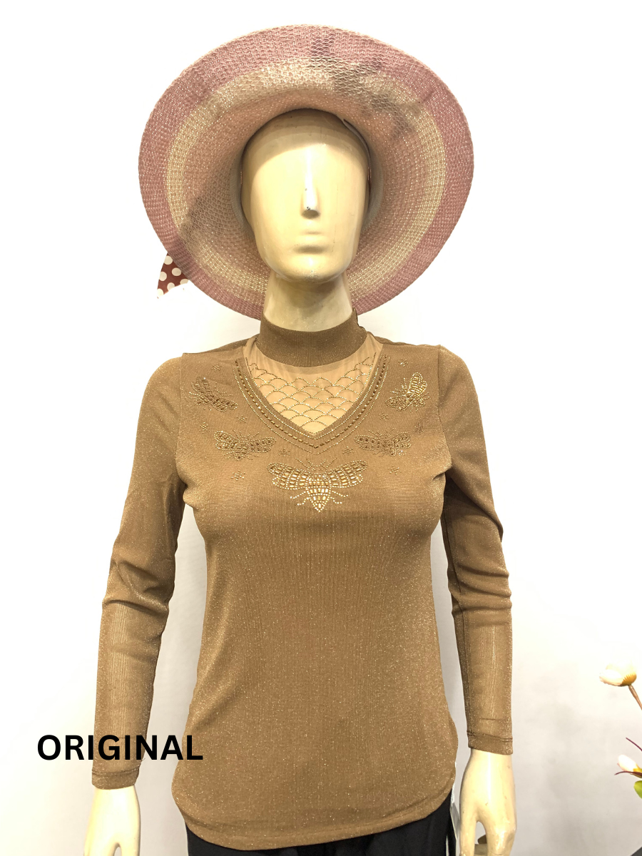 Designer Rhinestone High Neck Top