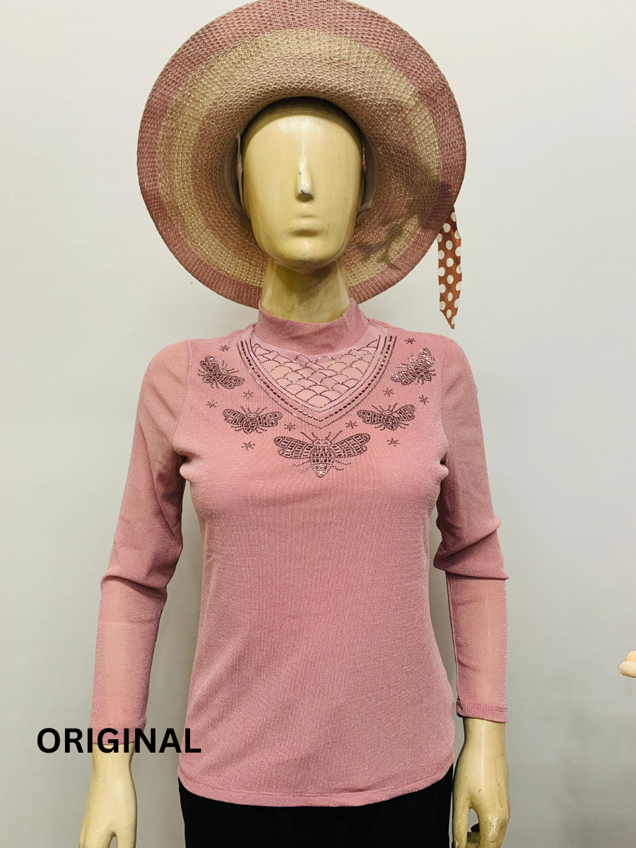 Designer Rhinestone High Neck Top