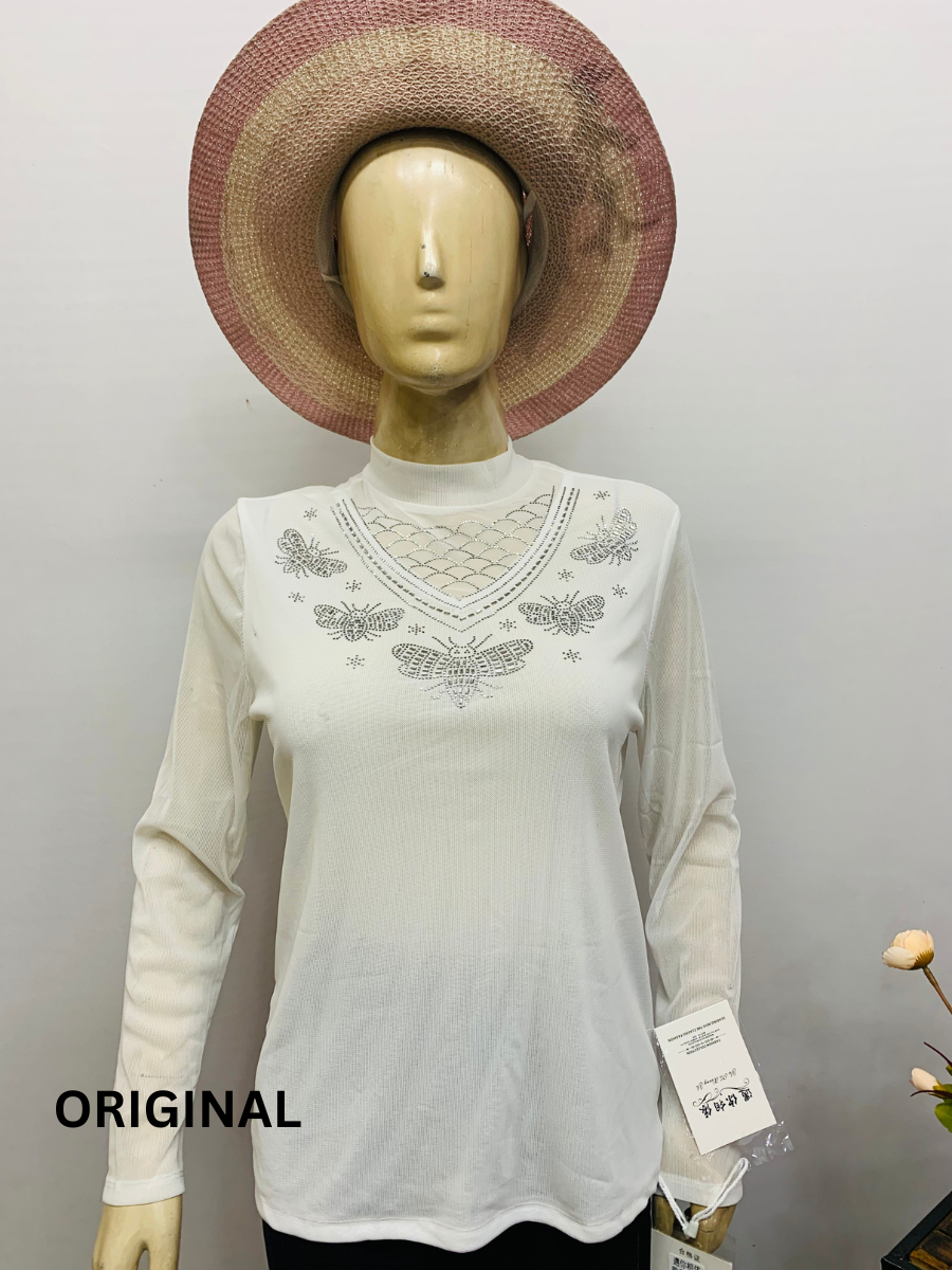 Designer Rhinestone High Neck Top