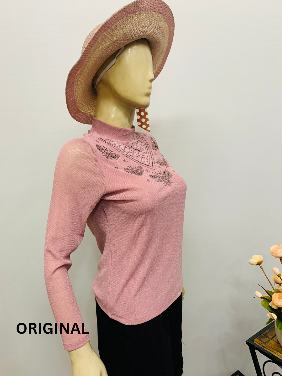 Designer Rhinestone High Neck Top