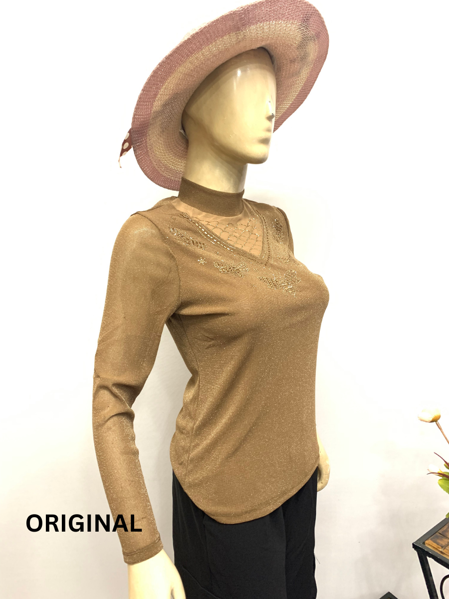 Designer Rhinestone High Neck Top