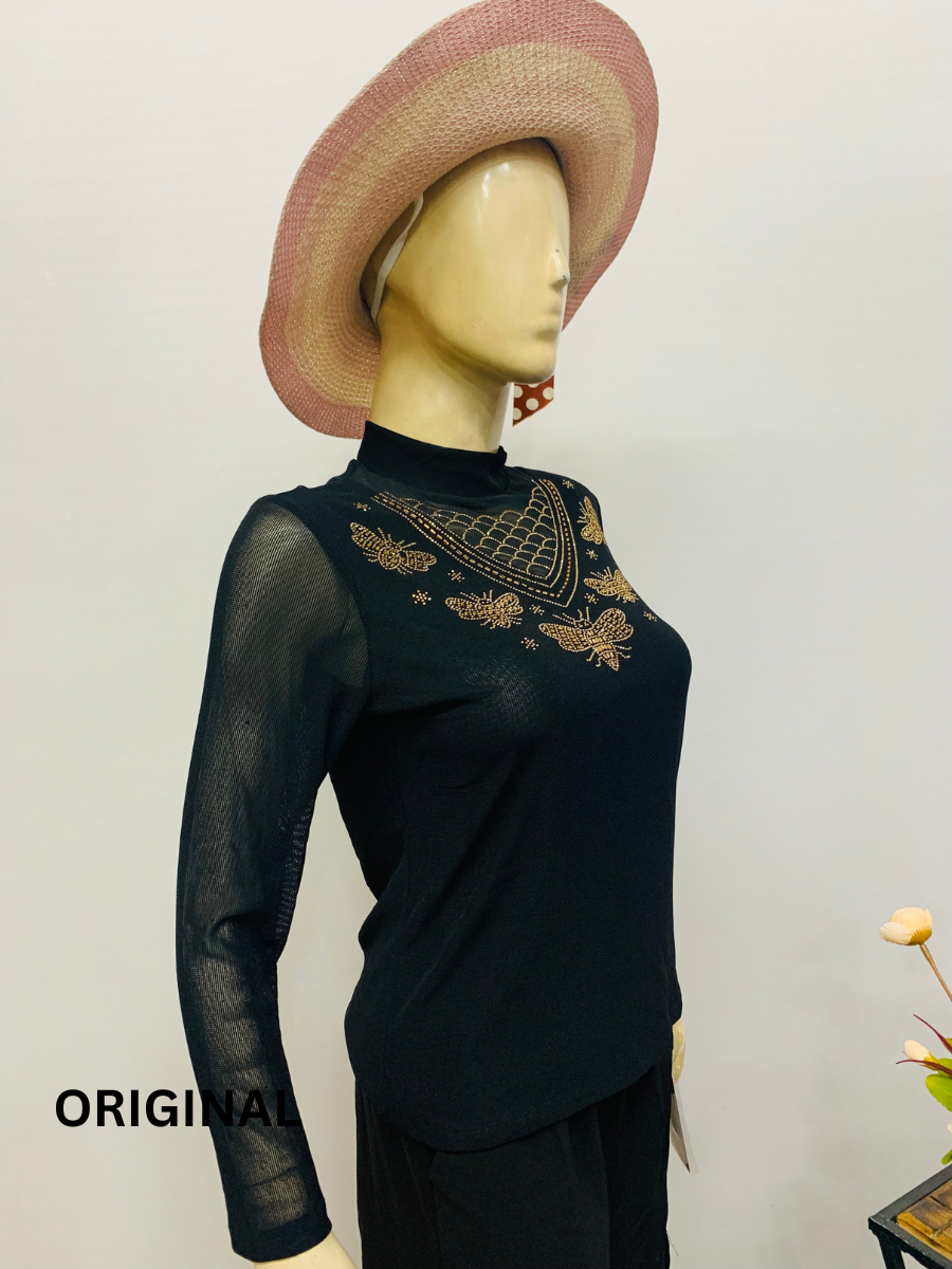 Designer Rhinestone High Neck Top