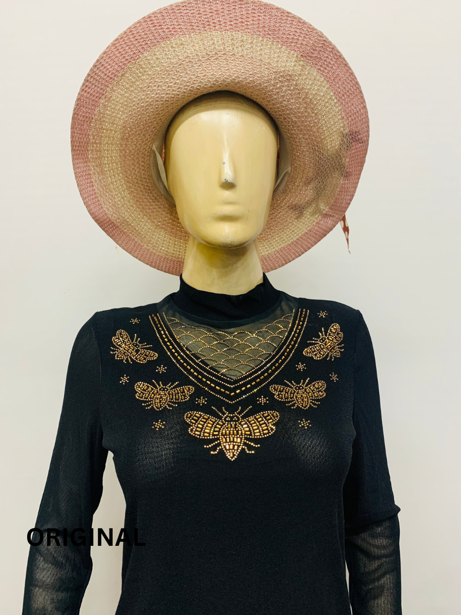 Designer Rhinestone High Neck Top