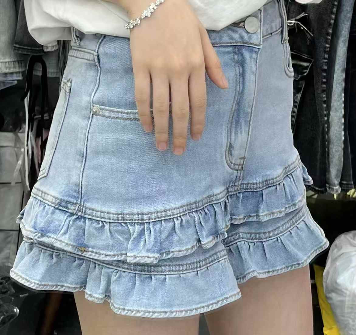 Ruffle End Denim Shorts FC1814
