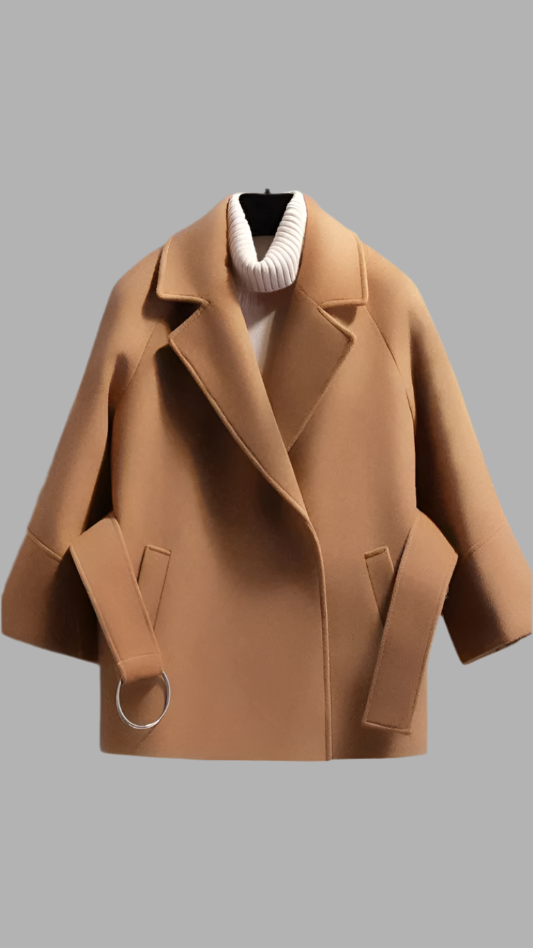 Solid Color Tight Waist Belt Pea Coat FC1728