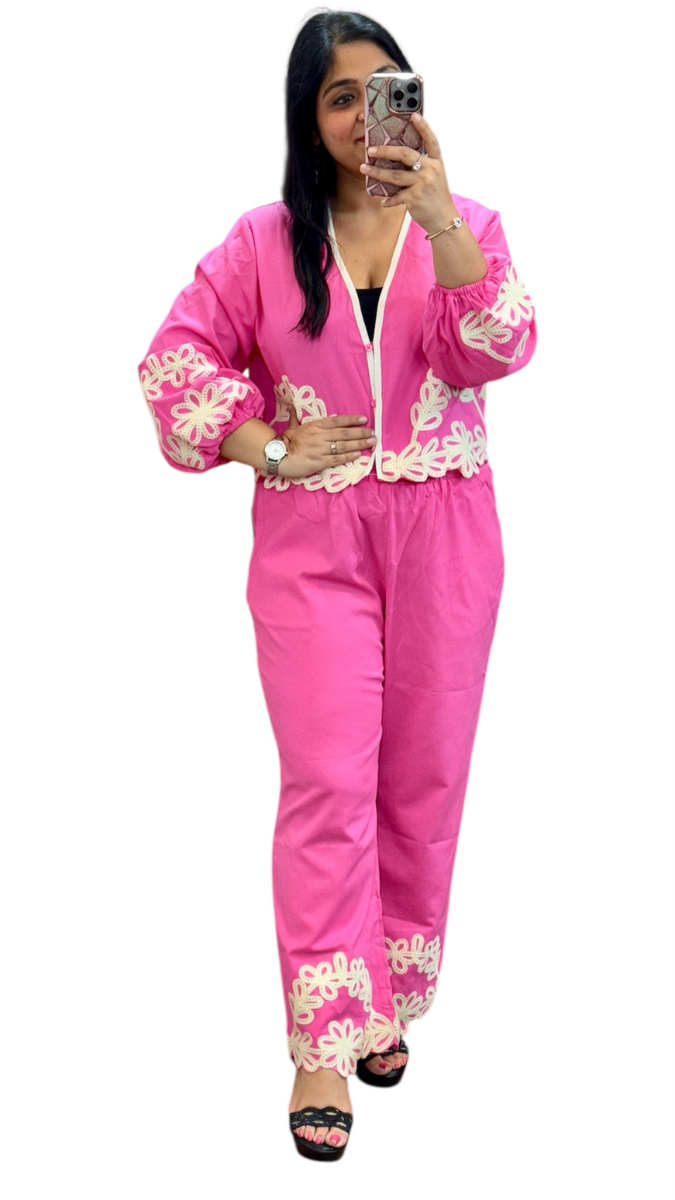 Elastic Sleeve Floral Design Coord Set FC1881