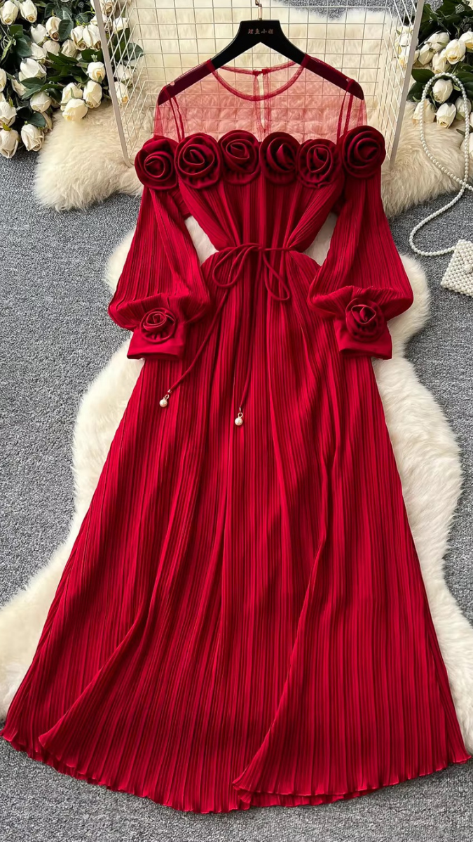 Elegant Dress With 3D Roses FC1908