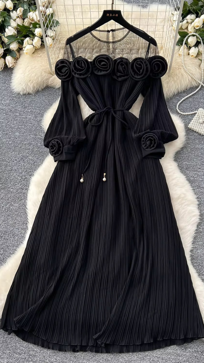 Elegant Dress With 3D Roses FC1908