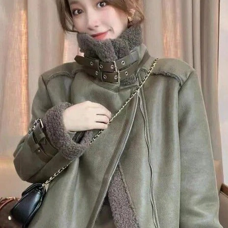 Elegant Faux Leather Jacket For Women White