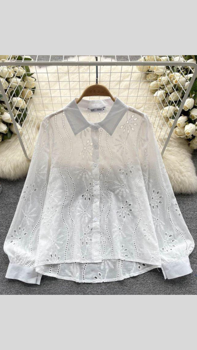 Embroidery Collared Shirt FC1902