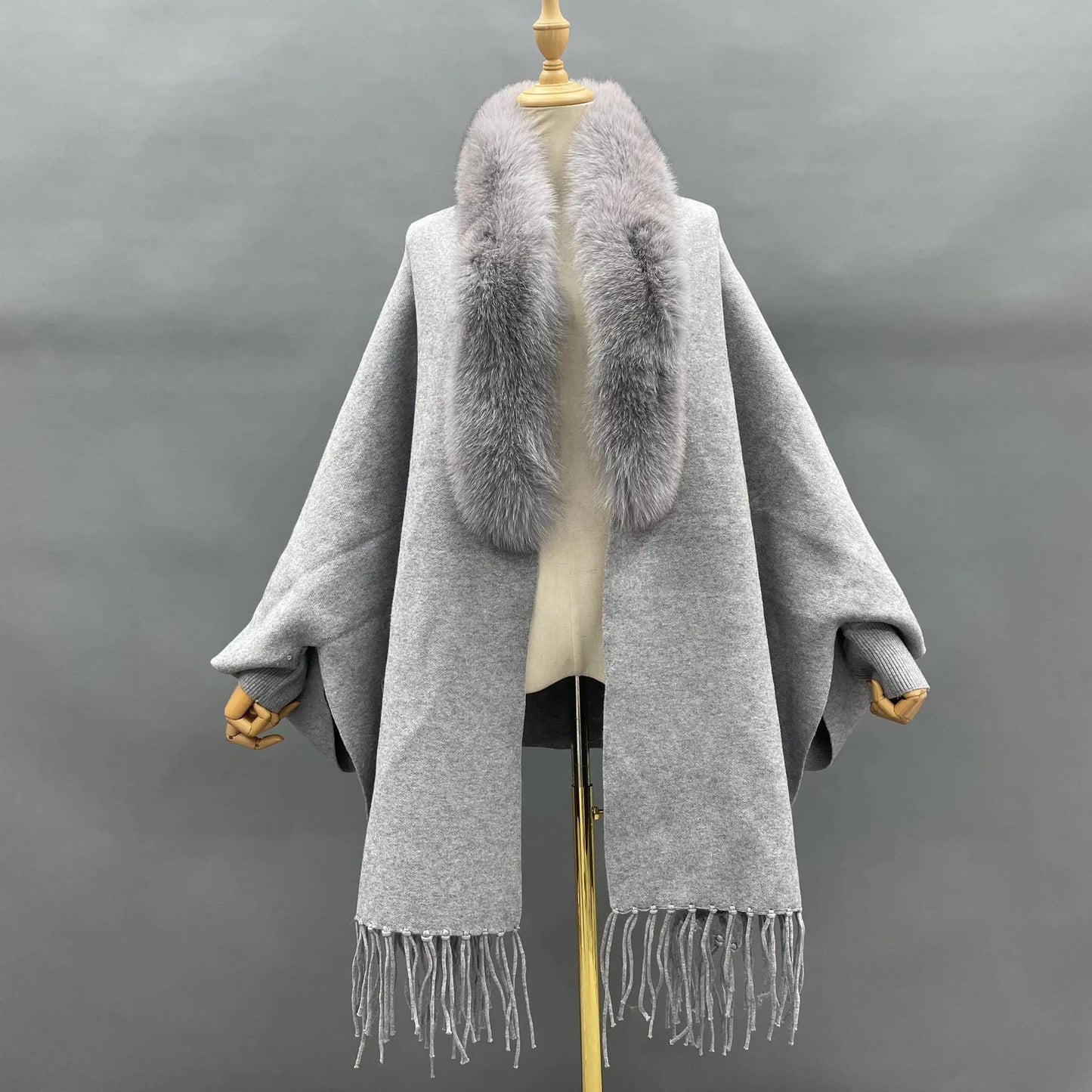 FC Woollen Knitted with Furr Neck Women Cape