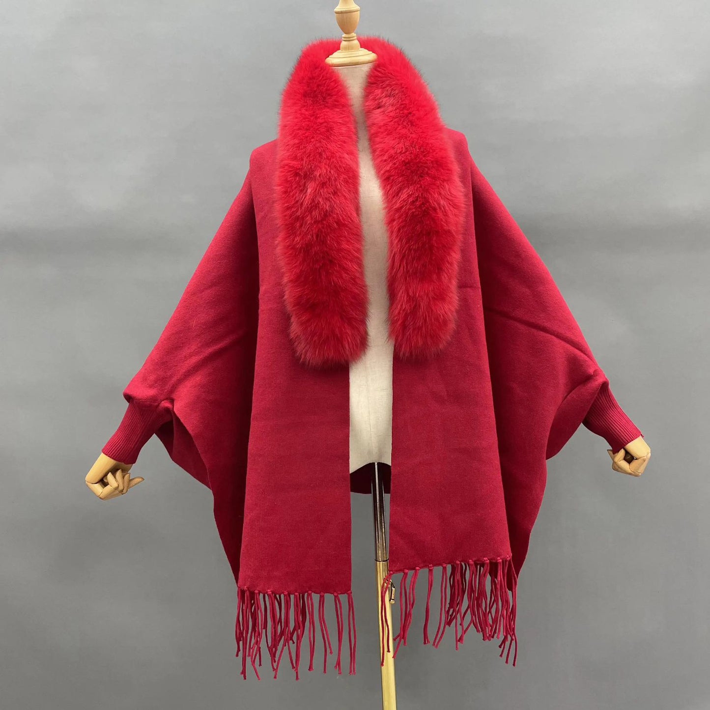 FC Woollen Knitted with Furr Neck Women Cape