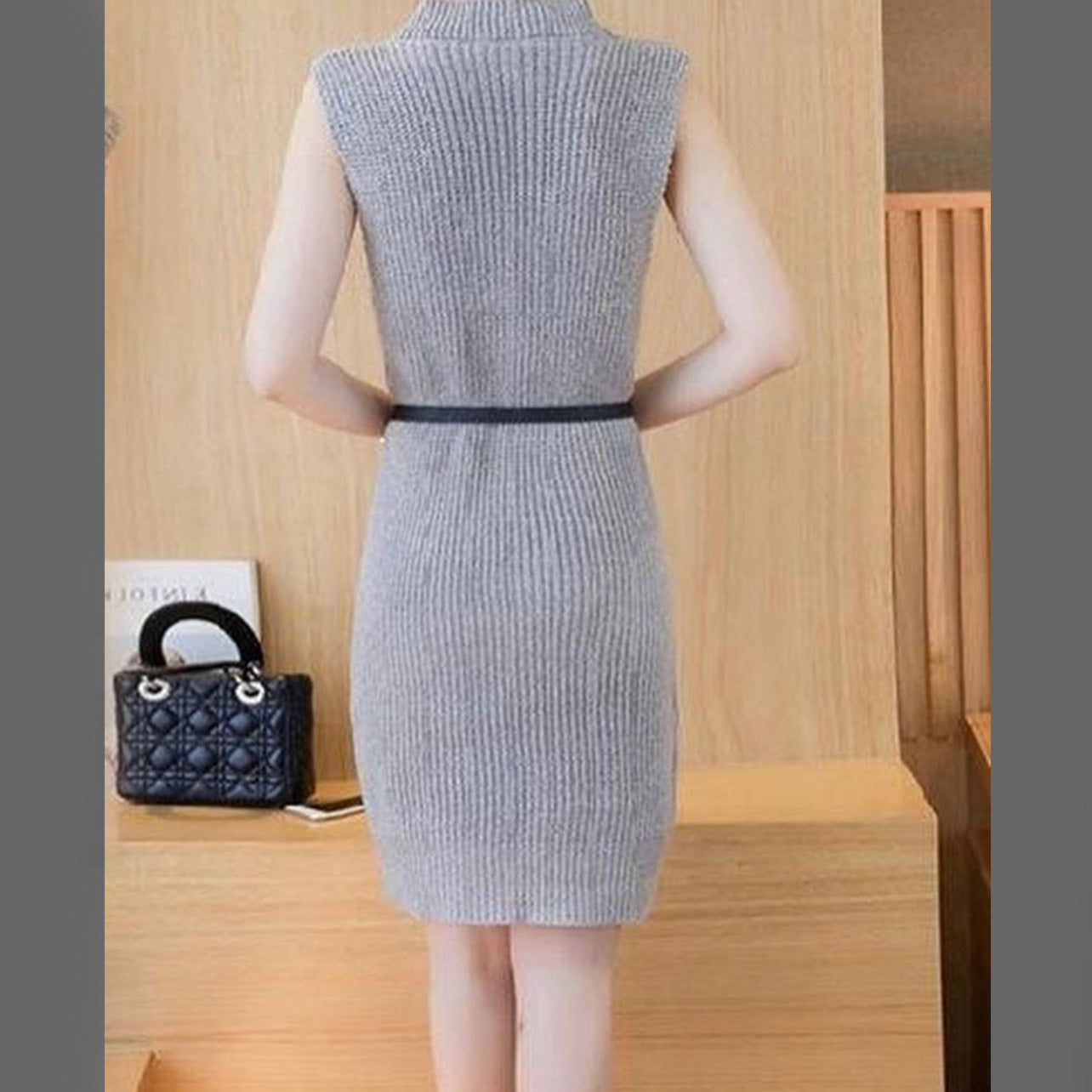 FC Two Piece Long Cardigan Crew Neck Sweater Dress for Women