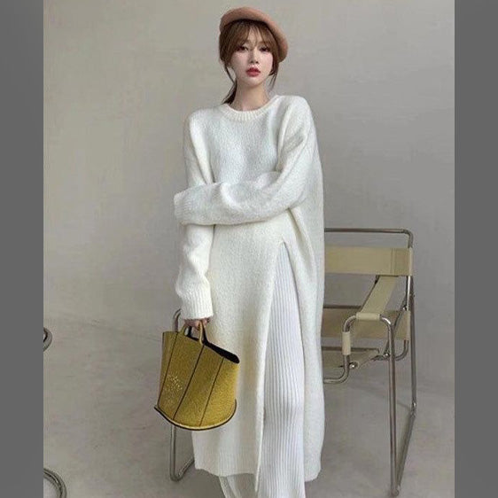 FC Side Slit Loose Long knitted woollen Sweater women Top