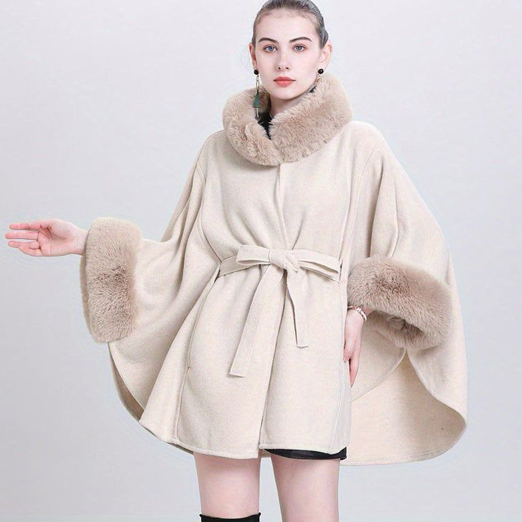 FC Stretchable Tweed Furr Collar Women Coat