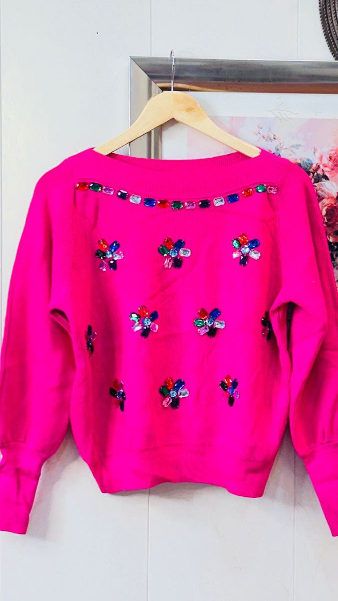 FC knitted woollen women Colourful Stones Top