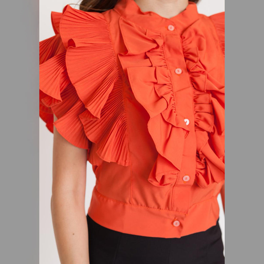 FC Pleated Ruffle Women Top