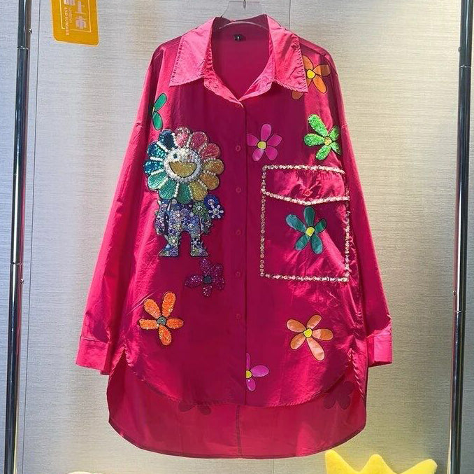 FC Floral Embroidered Women Shirt Top