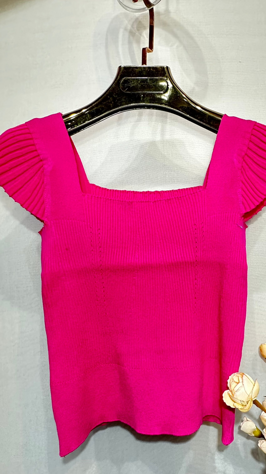 FC Knitted Crop Top with Flared Sleeves