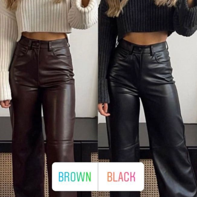 Fc Faux Leather Wide Leg Big Pants