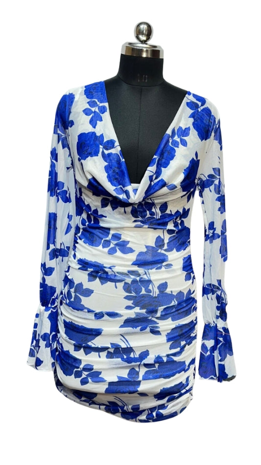 Fc Summer Floral Print Cowl Neck Bodycon Dress