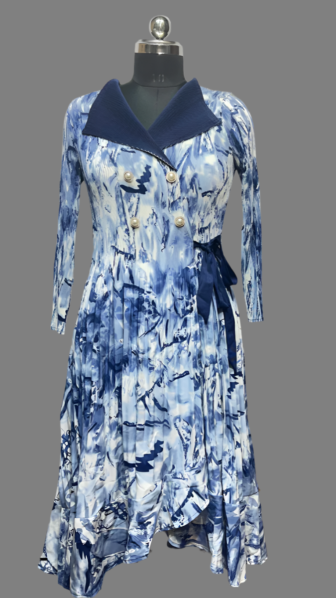 Floral Wrap Pleated Maxi Dress