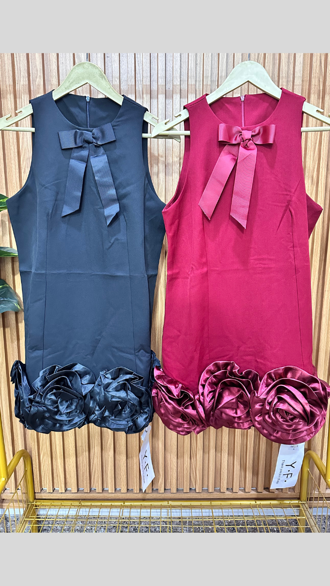 Flower Embedded Round Neck Short Dress FC1921