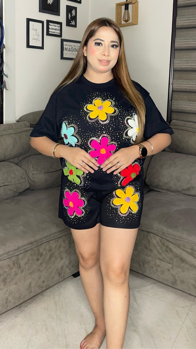 Flower Embedded Short Coord Set FC1954